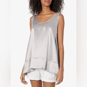 PJ Harlow Women's Natalie Silver/Gray Satin Long Flowy Tank Top Size L